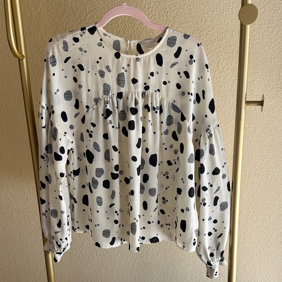 Ted Baker Cream and Black Polka Dot Blouse - Picture 3 of 8